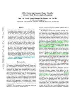 SeCo: Exploring Sequence Supervision for Unsupervised Representation
  Learning