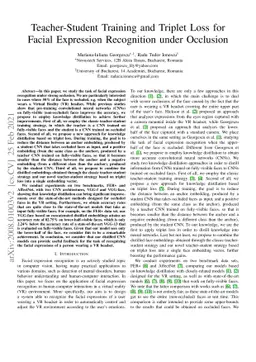 Teacher-Student Training and Triplet Loss for Facial Expression
  Recognition under Occlusion