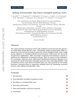Spiking neuromorphic chip learns entangled quantum states