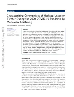 Characterizing Communities of Hashtag Usage on Twitter During the 2020
  COVID-19 Pandemic by Multi-view Clustering