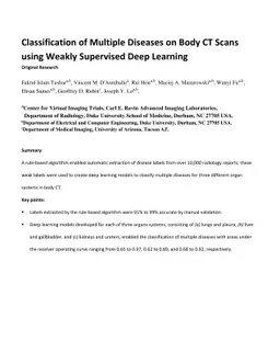 Classification of Multiple Diseases on Body CT Scans using Weakly
  Supervised Deep Learning