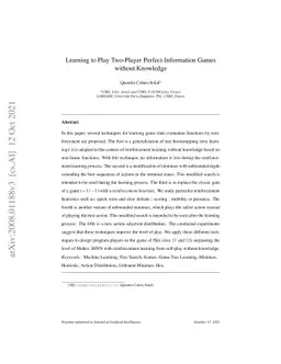 Learning to Play Two-Player Perfect-Information Games without Knowledge