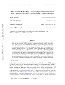 Dynamically Extracting Outcome-Specific Problem Lists from Clinical
  Notes with Guided Multi-Headed Attention