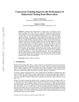 Concurrent Training Improves the Performance of Behavioral Cloning from
  Observation