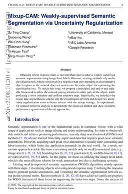 Mixup-CAM: Weakly-supervised Semantic Segmentation via Uncertainty
  Regularization