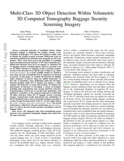 Multi-Class 3D Object Detection Within Volumetric 3D Computed Tomography
  Baggage Security Screening Imagery
