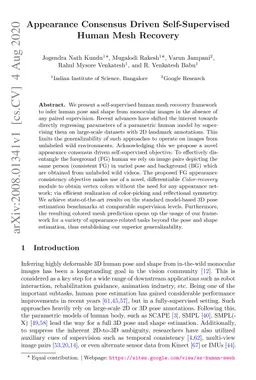 Appearance Consensus Driven Self-Supervised Human Mesh Recovery