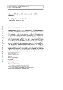 A Survey of Orthographic Information in Machine Translation