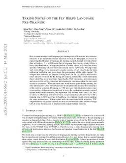 Taking Notes on the Fly Helps BERT Pre-training