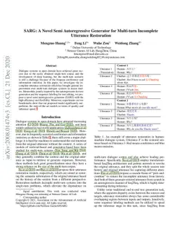SARG: A Novel Semi Autoregressive Generator for Multi-turn Incomplete
  Utterance Restoration