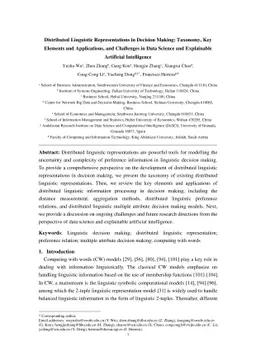 Distributed Linguistic Representations in Decision Making: Taxonomy, Key
  Elements and Applications, and Challenges in Data Science and Explainable
  Artificial Intelligence
