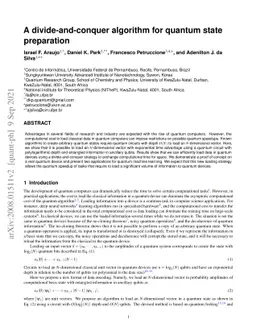 A divide-and-conquer algorithm for quantum state preparation
