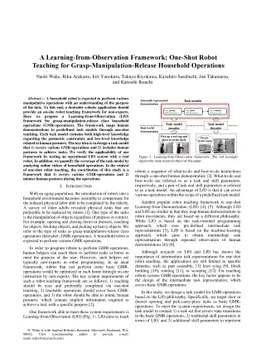 A Learning-from-Observation Framework: One-Shot Robot Teaching for
  Grasp-Manipulation-Release Household Operations