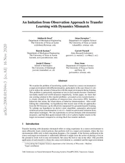 An Imitation from Observation Approach to Transfer Learning with
  Dynamics Mismatch