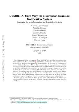 DESIRE: A Third Way for a European Exposure Notification System
  Leveraging the best of centralized and decentralized systems