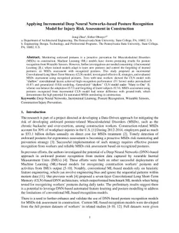 Applying Incremental Deep Neural Networks-based Posture Recognition
  Model for Injury Risk Assessment in Construction