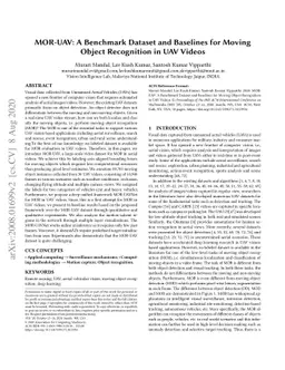 MOR-UAV: A Benchmark Dataset and Baselines for Moving Object Recognition
  in UAV Videos