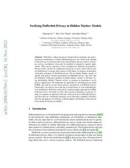 Verifying Pufferfish Privacy in Hidden Markov Models