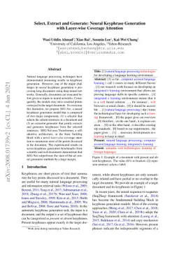 Select, Extract and Generate: Neural Keyphrase Generation with
  Layer-wise Coverage Attention