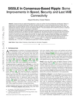 SISSLE in consensus-based Ripple: Some Improvements in Speed, Security
  and Last Mile Connectivity