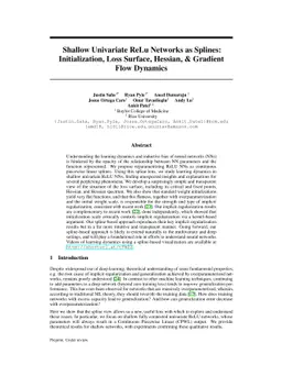 Shallow Univariate ReLu Networks as Splines: Initialization, Loss
  Surface, Hessian, & Gradient Flow Dynamics