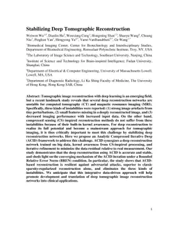 Stabilizing Deep Tomographic Reconstruction