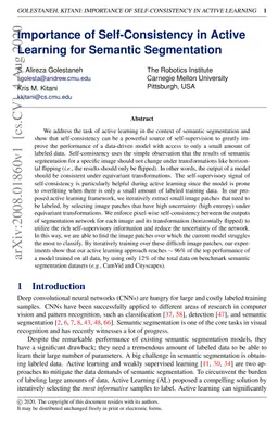 Importance of Self-Consistency in Active Learning for Semantic
  Segmentation