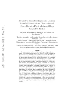 Generative Ensemble Regression: Learning Particle Dynamics from
  Observations of Ensembles with Physics-Informed Deep Generative Models