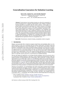 Generalization Guarantees for Imitation Learning