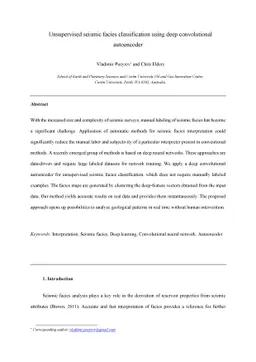 Unsupervised seismic facies classification using deep convolutional
  autoencoder