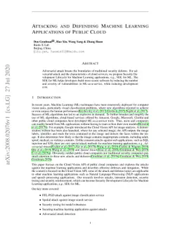 Attacking and Defending Machine Learning Applications of Public Cloud