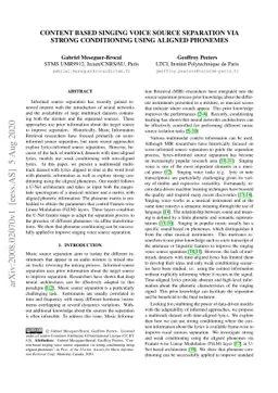Content based singing voice source separation via strong conditioning
  using aligned phonemes