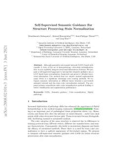 Structure Preserving Stain Normalization of Histopathology Images Using
  Self-Supervised Semantic Guidance
