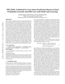 TPG-DNN: A Method for User Intent Prediction Based on Total Probability
  Formula and GRU Loss with Multi-task Learning