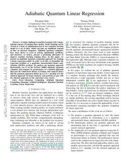 Adiabatic Quantum Linear Regression