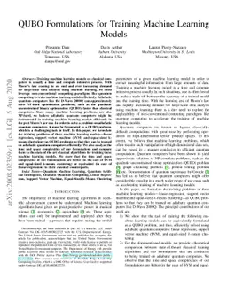 QUBO Formulations for Training Machine Learning Models
