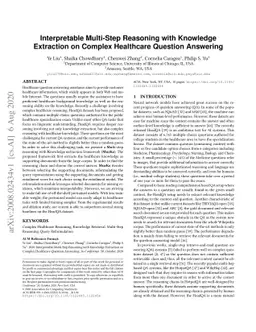 Interpretable Multi-Step Reasoning with Knowledge Extraction on Complex
  Healthcare Question Answering