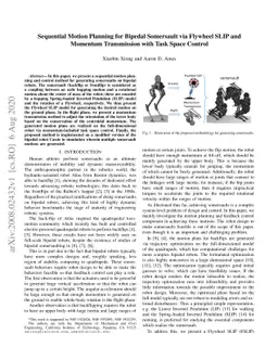 Sequential Motion Planning for Bipedal Somersault via Flywheel SLIP and
  Momentum Transmission with Task Space Control