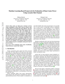 Machine Learning Based Framework for Estimation of Data Center Power
  Using Acoustic Side Channel