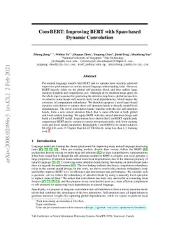 ConvBERT: Improving BERT with Span-based Dynamic Convolution