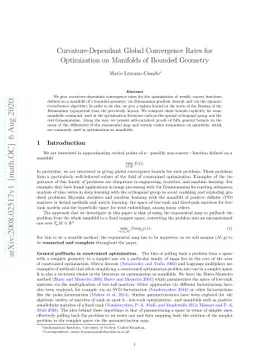 Curvature-Dependant Global Convergence Rates for Optimization on
  Manifolds of Bounded Geometry