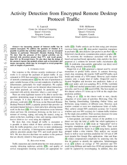 Activity Detection from Encrypted Remote Desktop Protocol Traffic