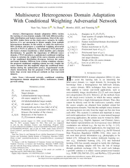Multi-source Heterogeneous Domain Adaptation with Conditional Weighting
  Adversarial Network