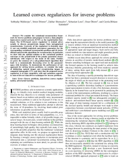Learned convex regularizers for inverse problems