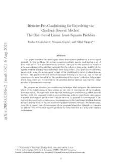 Iterative Pre-Conditioning for Expediting the Gradient-Descent Method:
  The Distributed Linear Least-Squares Problem