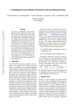 A Multilingual Neural Machine Translation Model for Biomedical Data