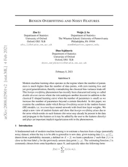 Benign Overfitting and Noisy Features