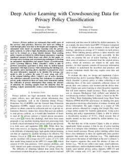 Deep Active Learning with Crowdsourcing Data for Privacy Policy
  Classification