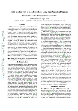 Multi-speaker Text-to-speech Synthesis Using Deep Gaussian Processes