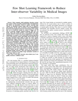 Few Shot Learning Framework to Reduce Inter-observer Variability in
  Medical Images